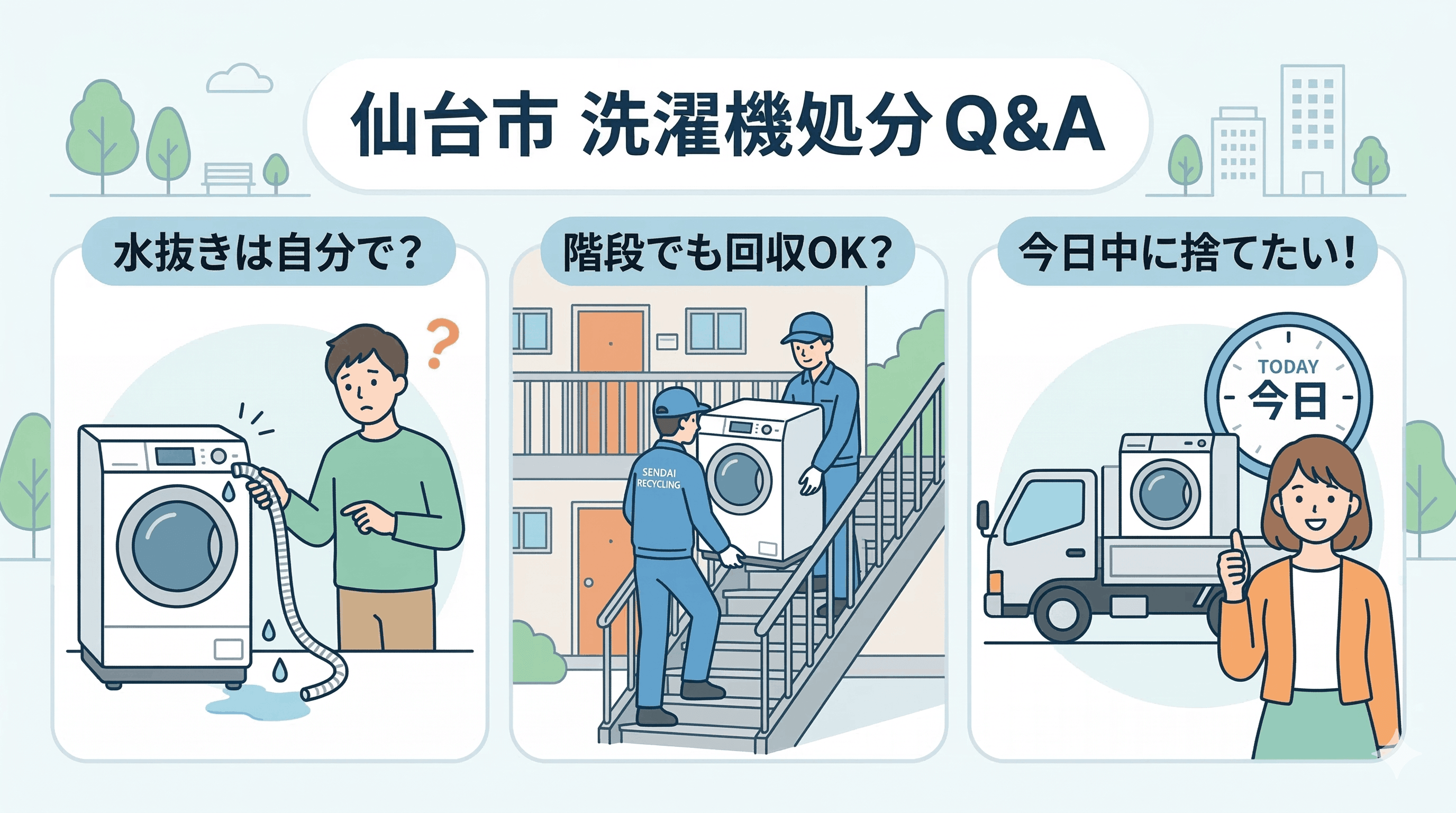 仙台市の洗濯機処分に関するよくある質問（Q&A）