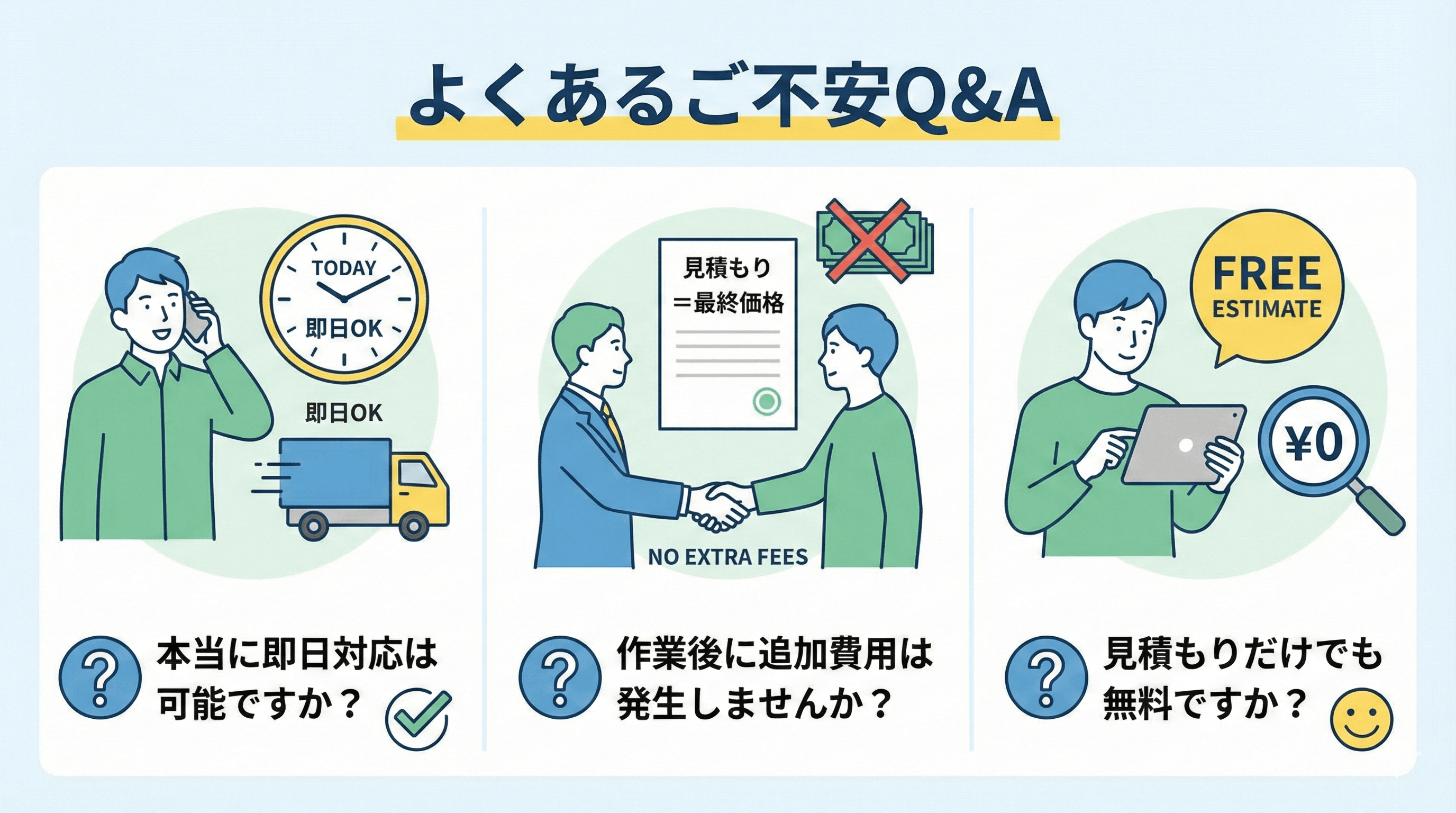 初めての方へ！不用品回収のよくあるご不安Q&A