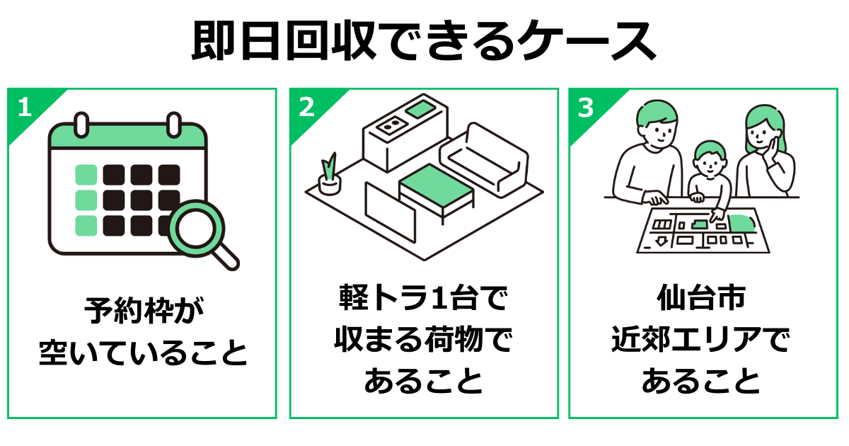 仙台不用品回収サービスで即日対応可能なケース
