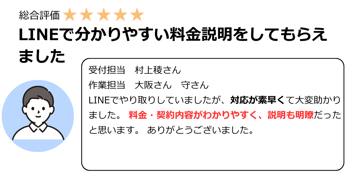 LINEでわかりやすい料金説明クチコミ