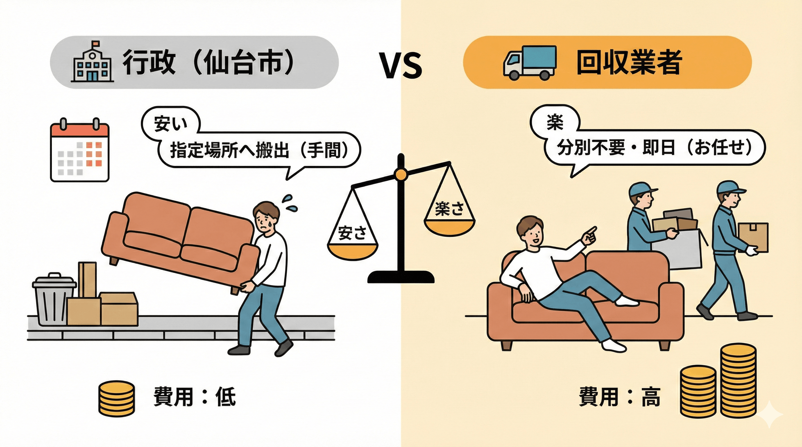 不用品回収VS行政の粗大ごみ回収