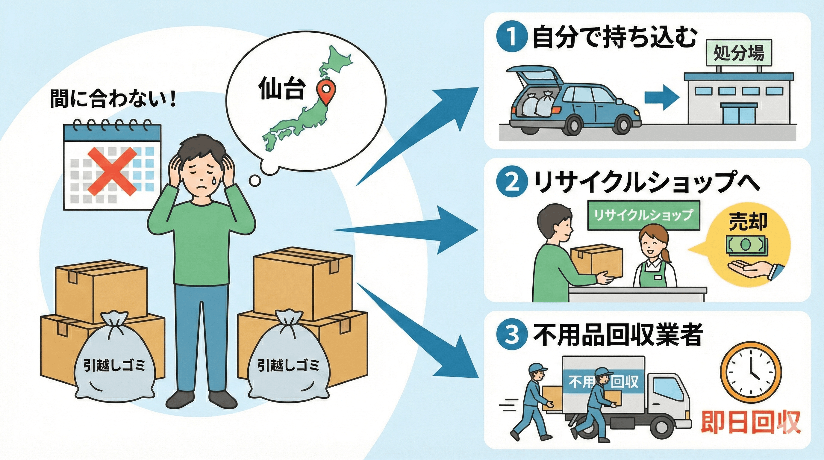 仙台で引越しゴミが出せない！間に合わない時の緊急処分法3選