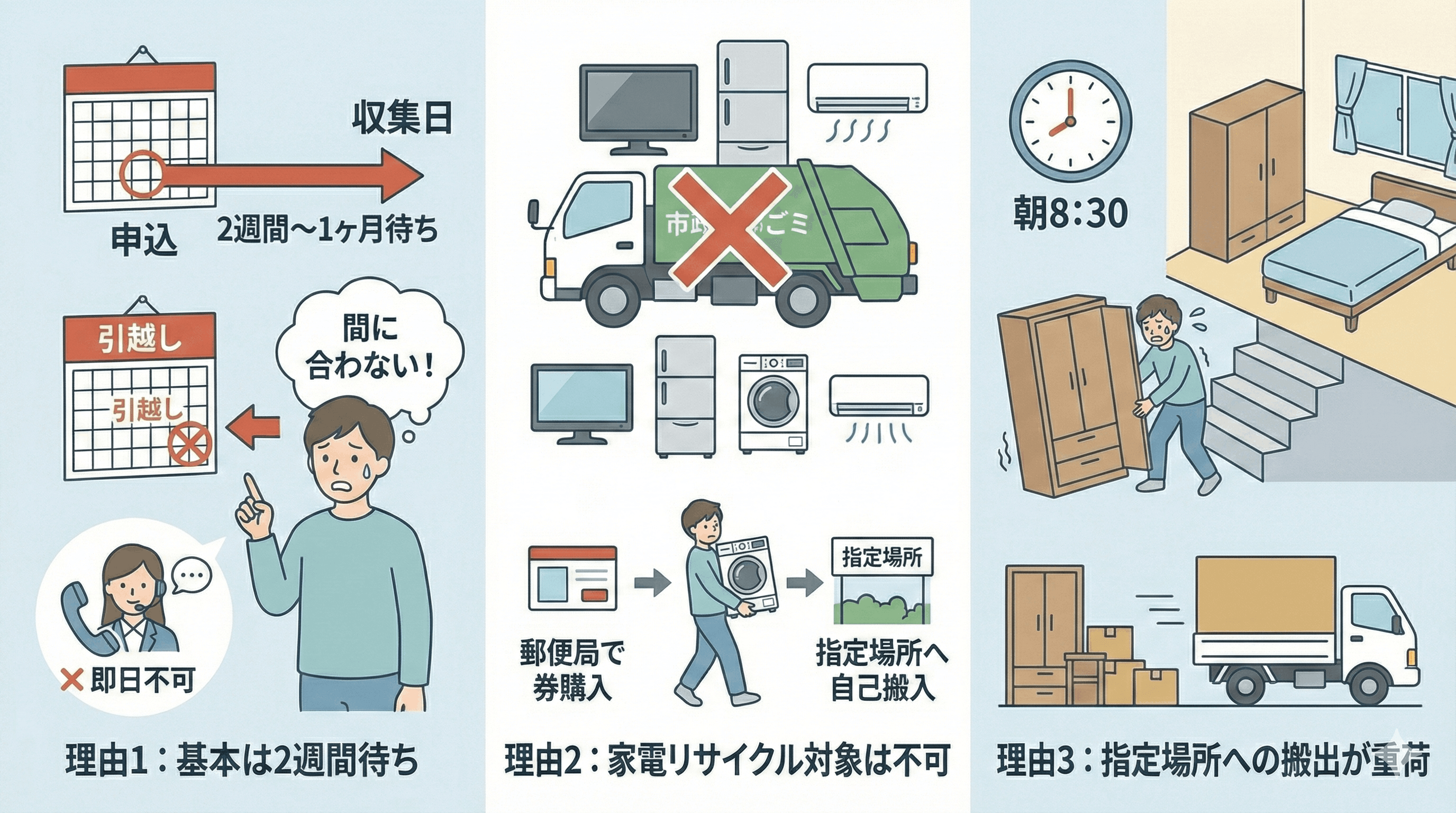 自治体の粗大ごみ収集ではダメなの？その3つの理由とは