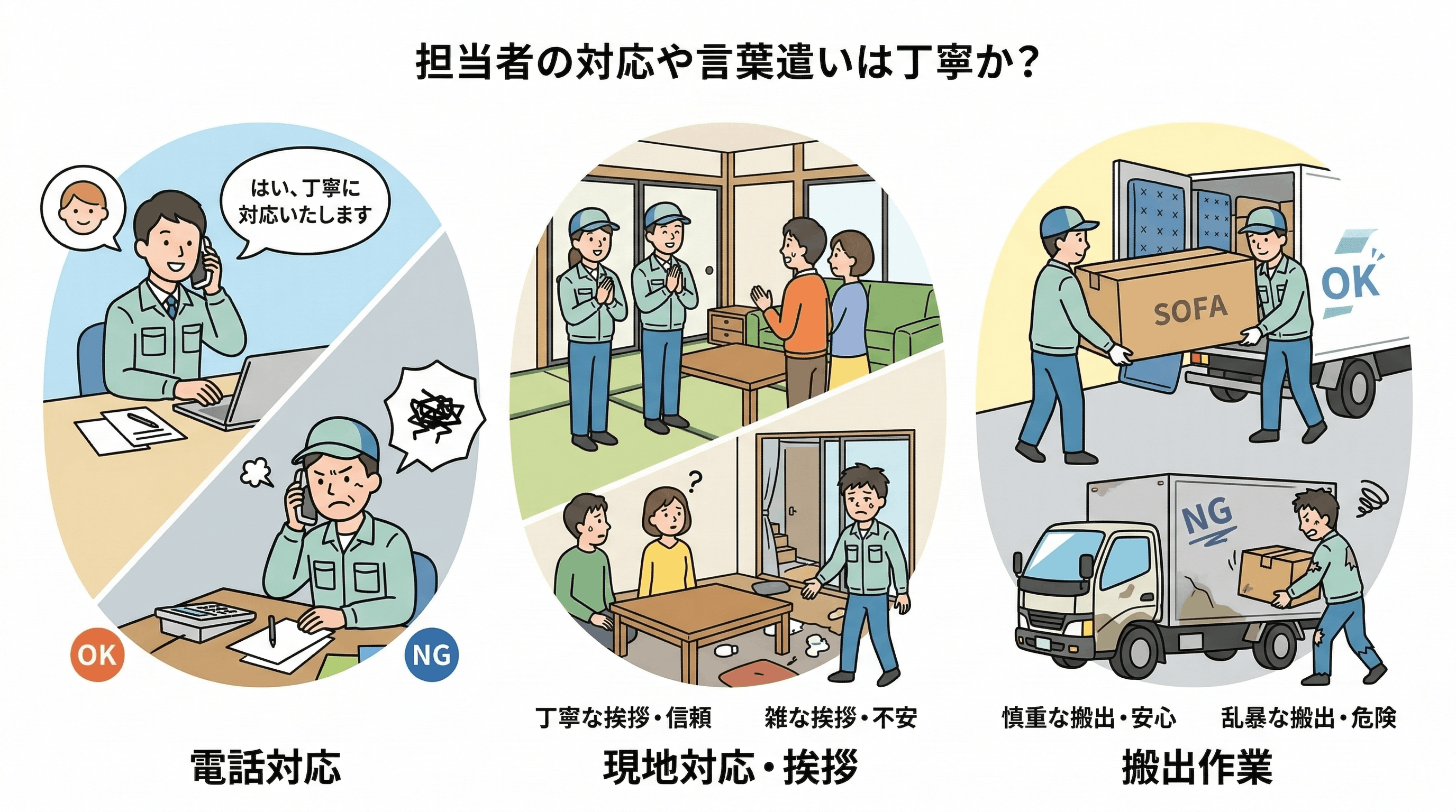 Check③：担当者の対応や言葉遣いは丁寧か？