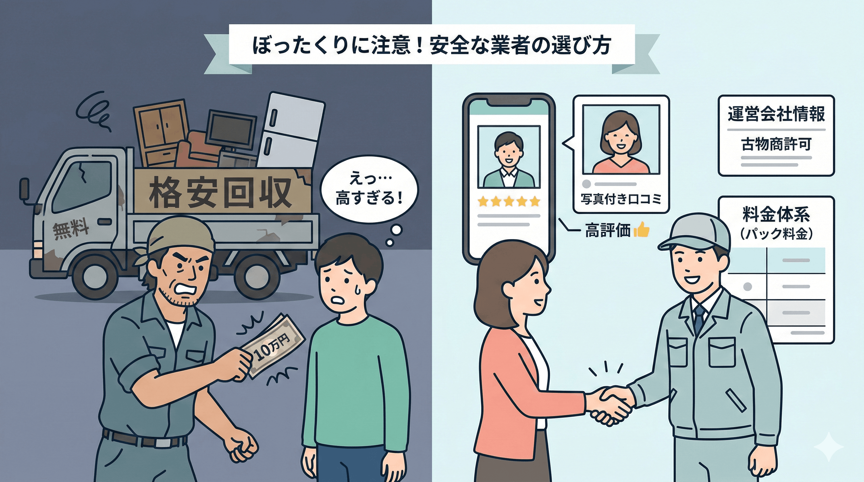 ぼったくりに注意！安全な業者の選び方