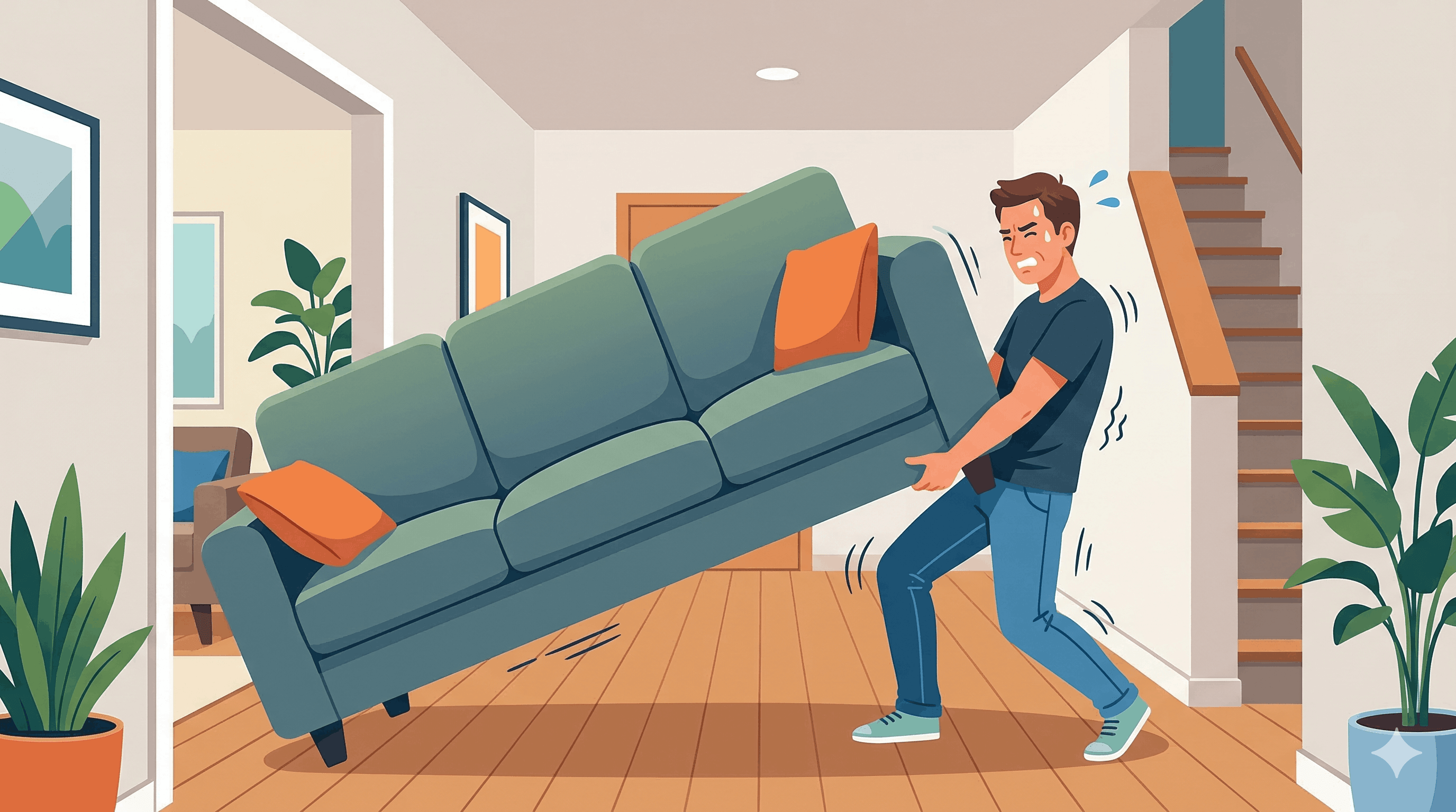 リスク1：重いソファを自力で運ぶ必要がある