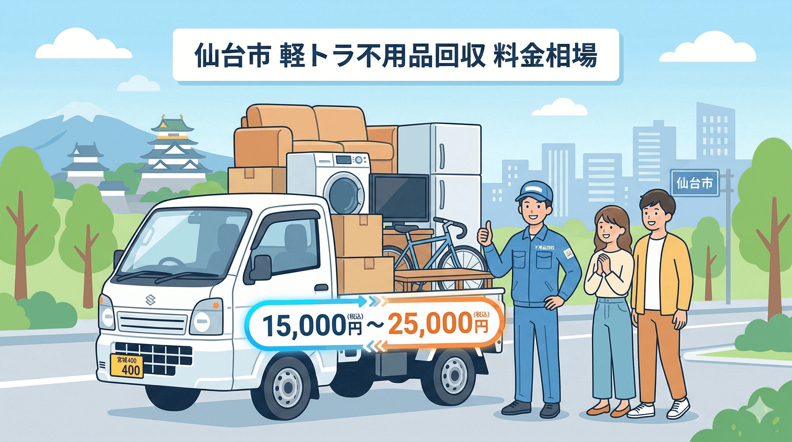 仙台の軽トラ不用品回収の料金相場