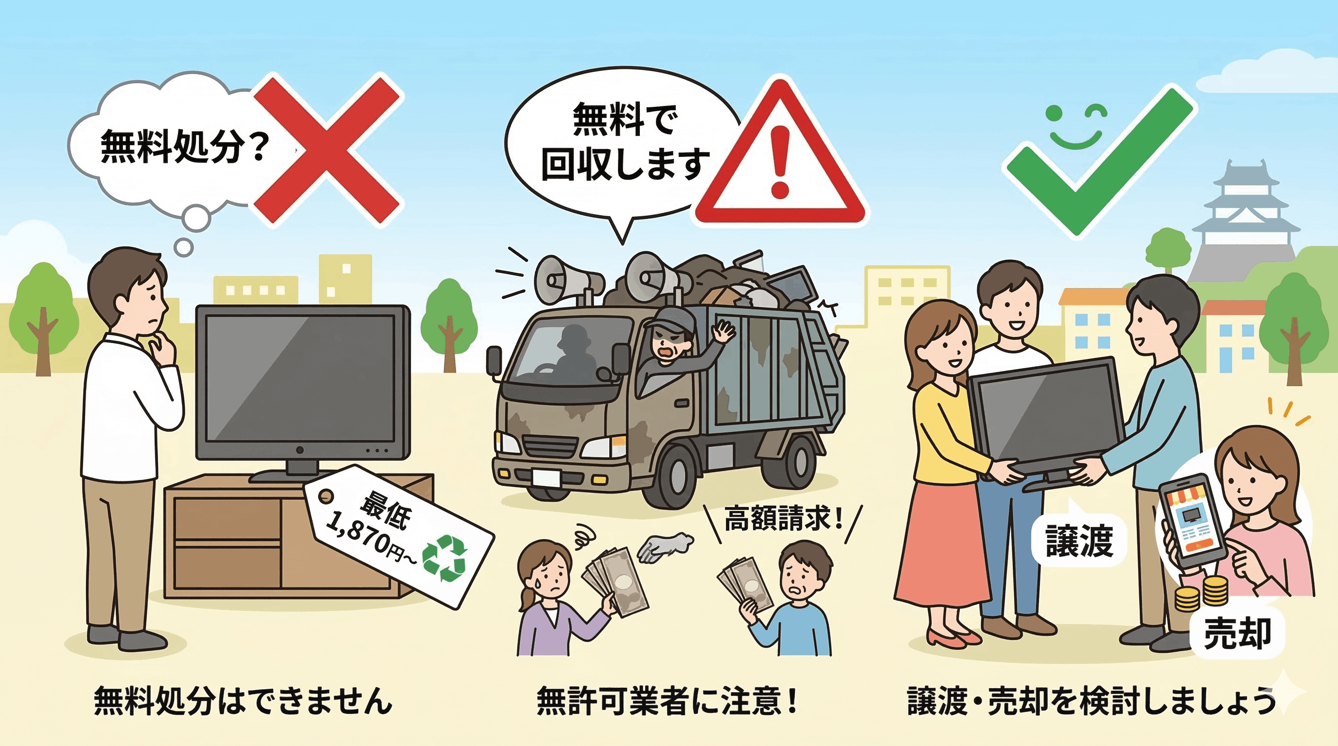 仙台市でテレビは無料処分できる？