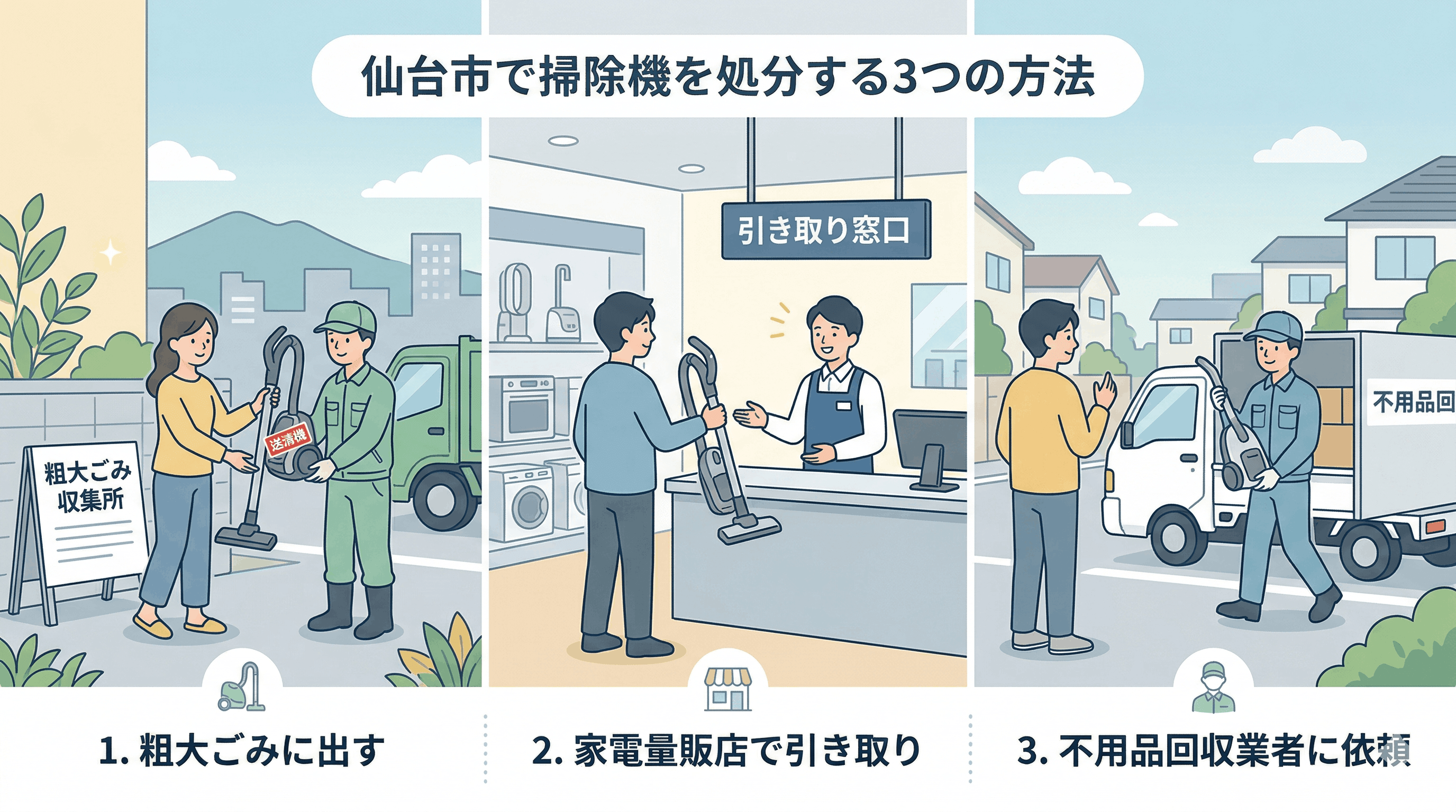 仙台市で掃除機を処分する3つの方法
