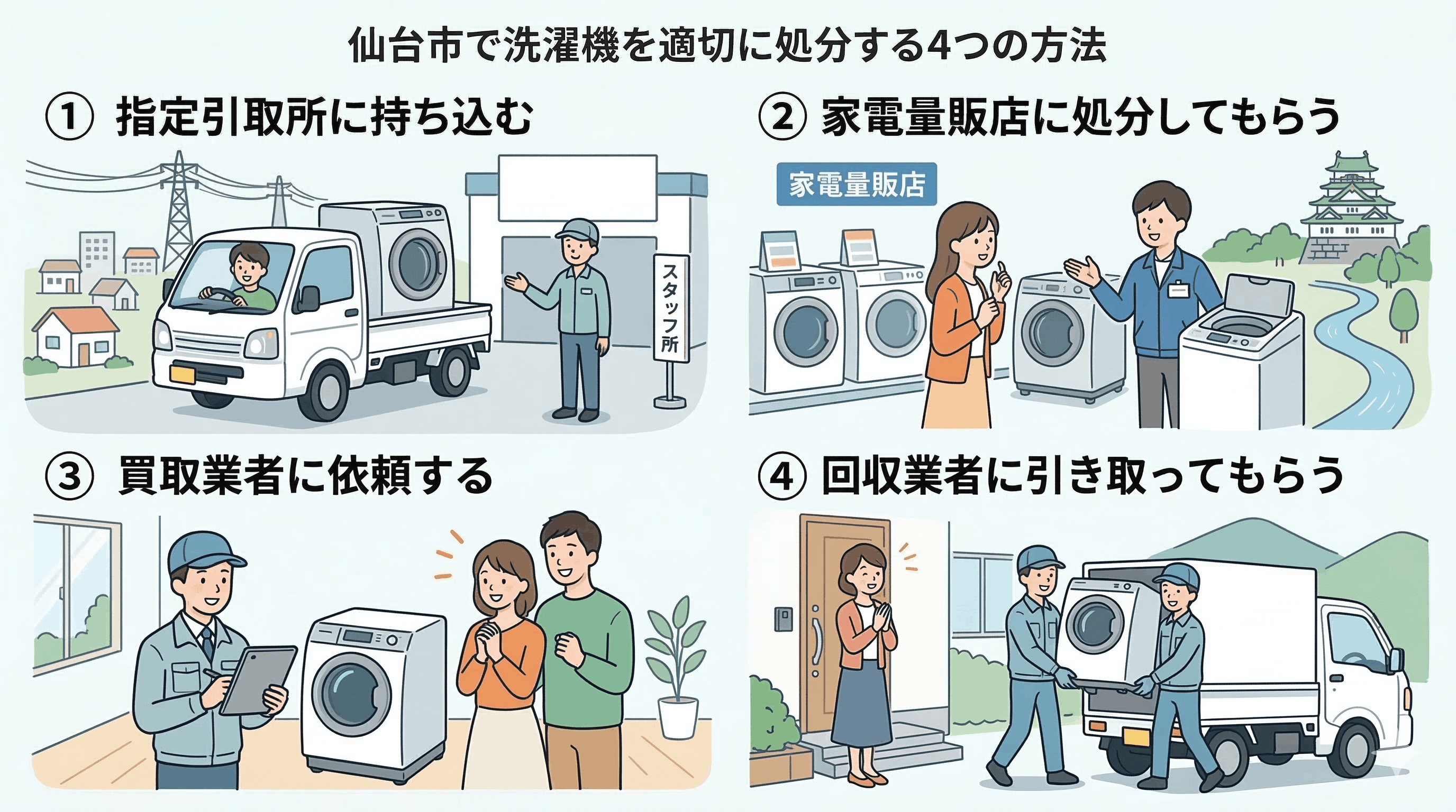 仙台市で洗濯機を適切に処分する4つの方法