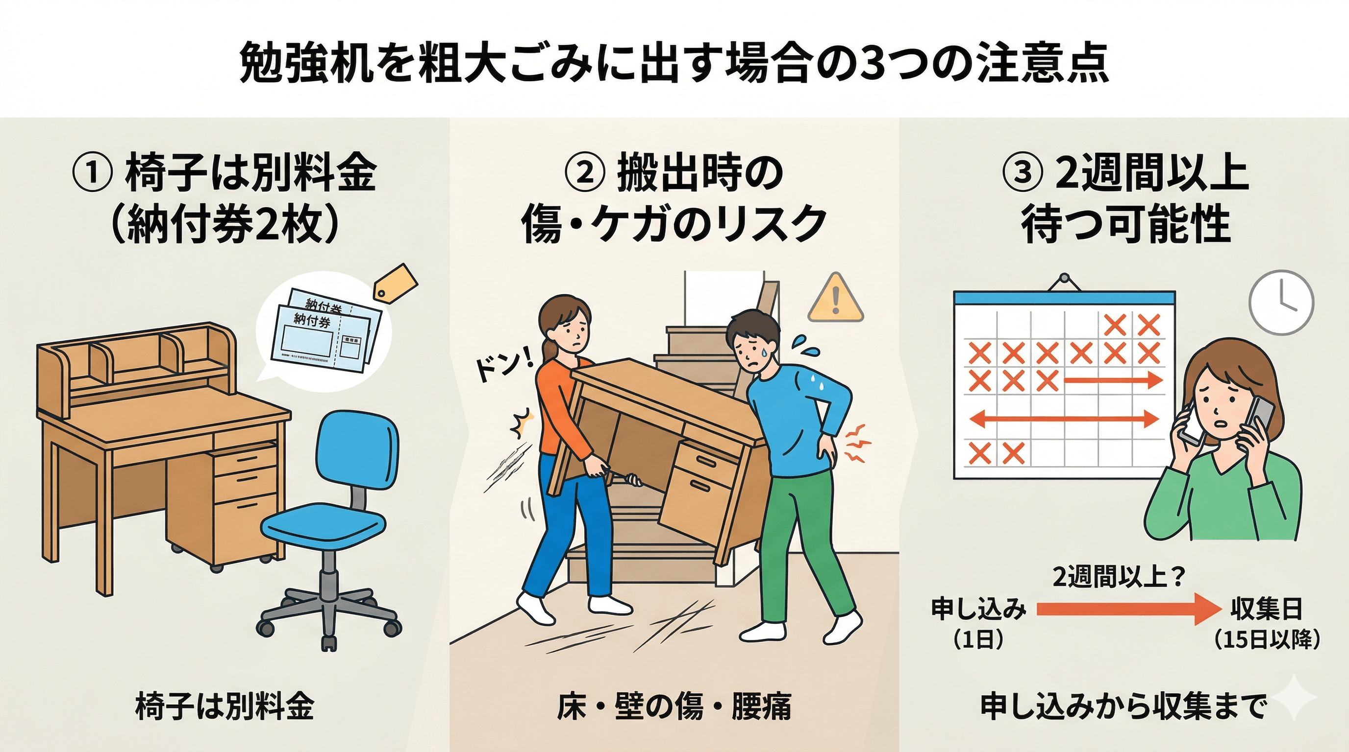 学習机を粗大ごみに出す場合の3つの注意点