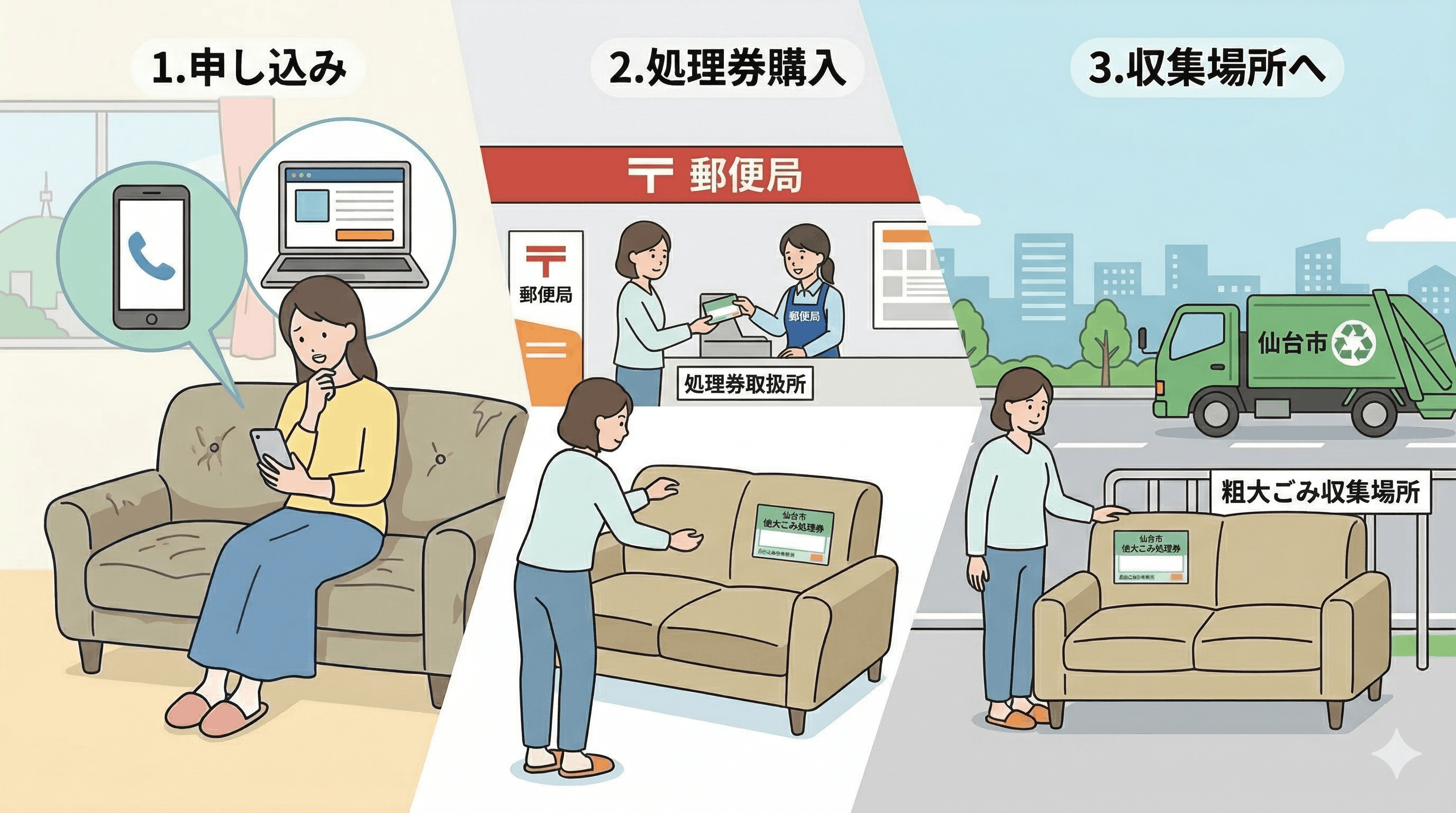 方法①：仙台市の粗大ごみ収集