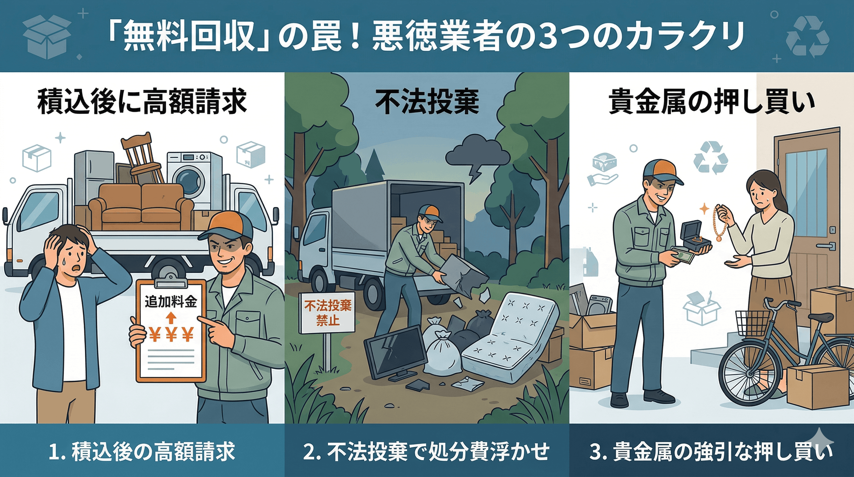 「無料回収」を謳う悪徳業者の3つのカラクリとは？