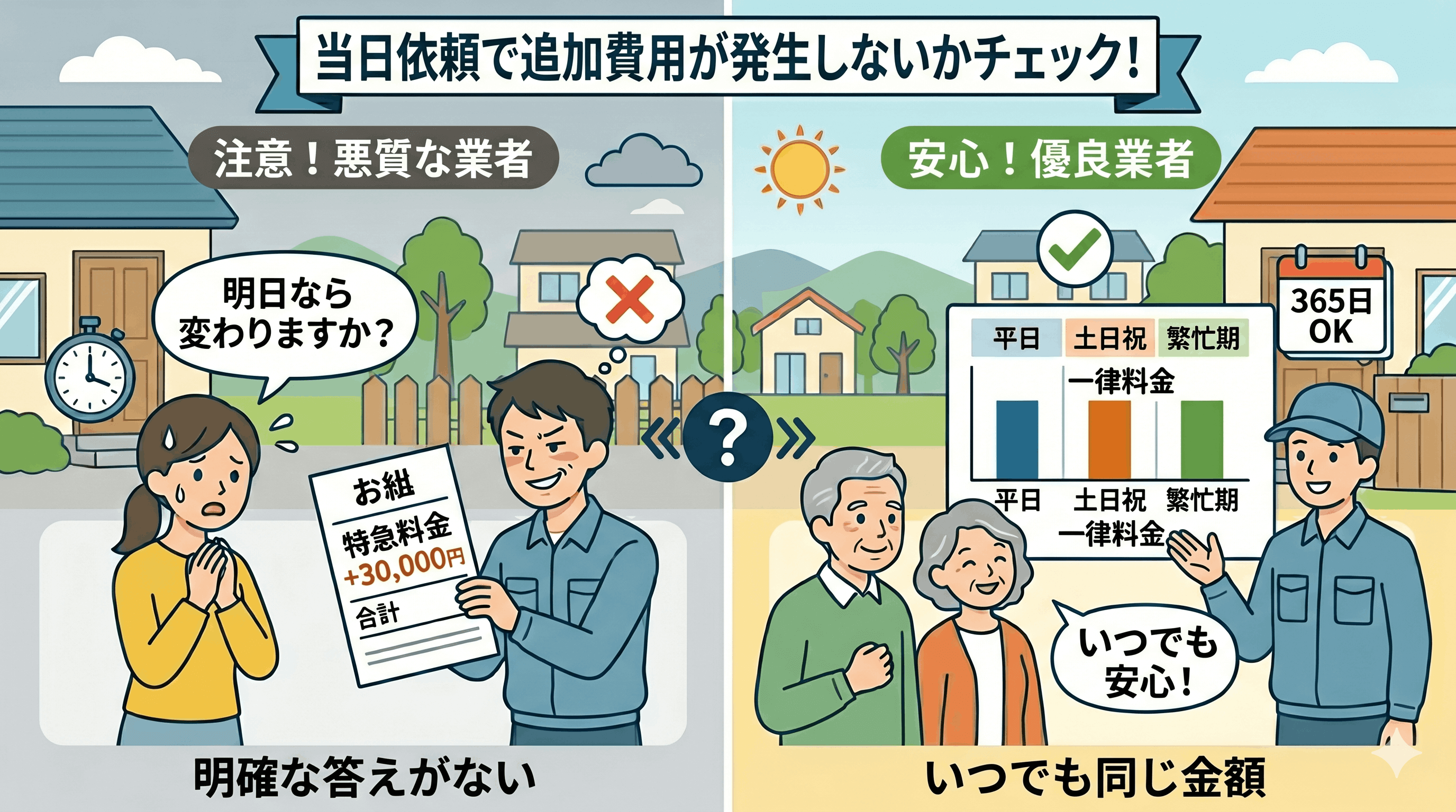 【確認必須】当日依頼で追加料金が発生しないかチェックしよう