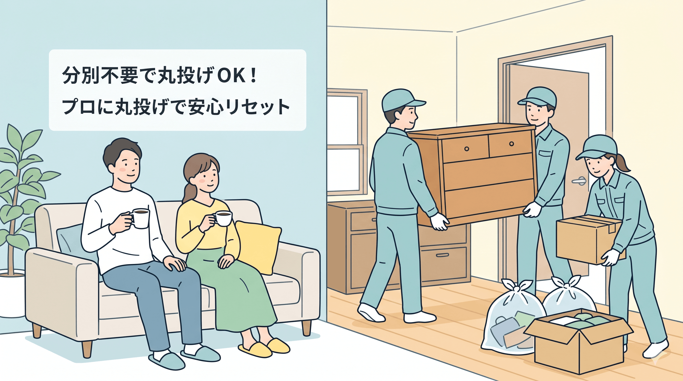 メリット2：面倒な分別や粗大ゴミの処分を丸投げできる