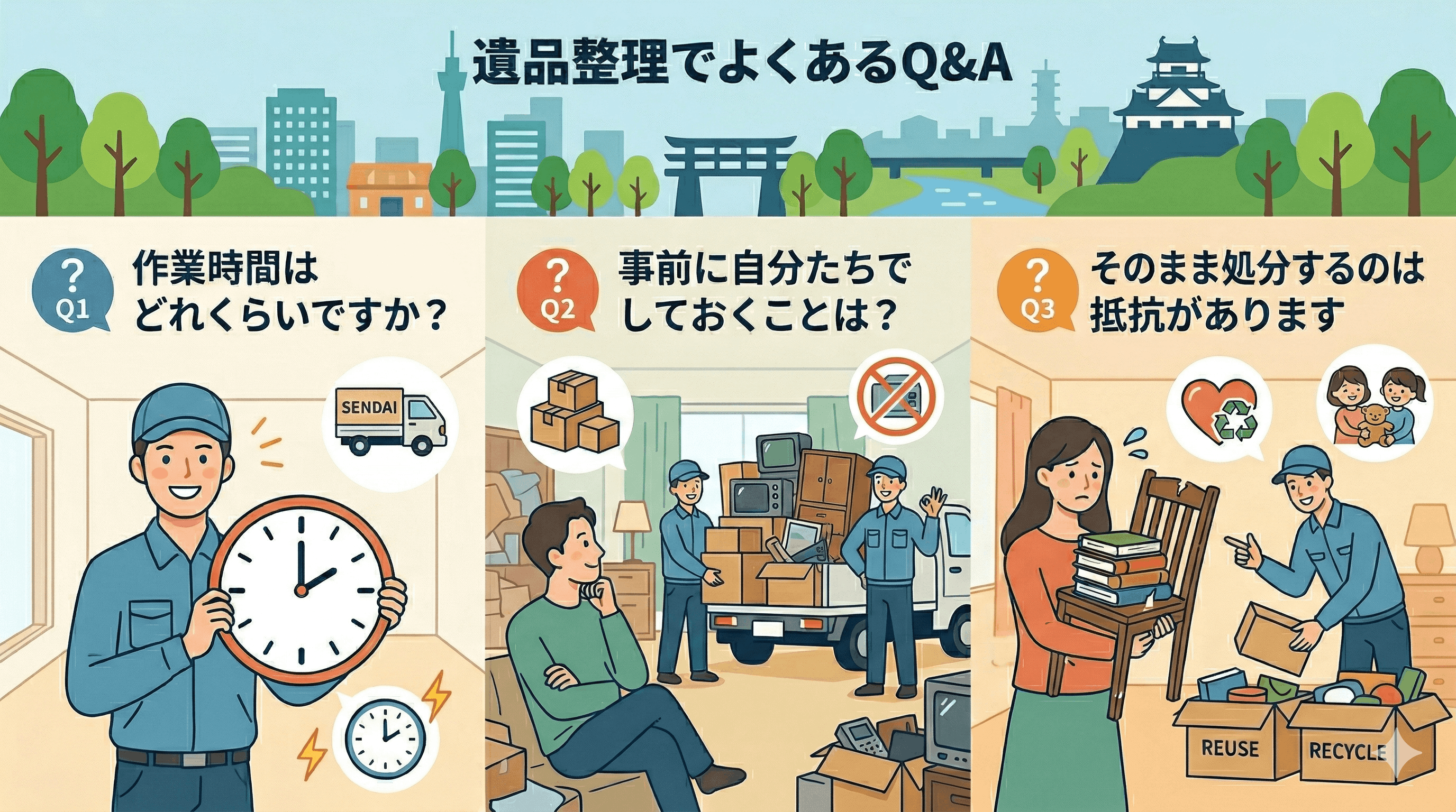 仙台不用品回収サービスによく寄せられる質問Q&A