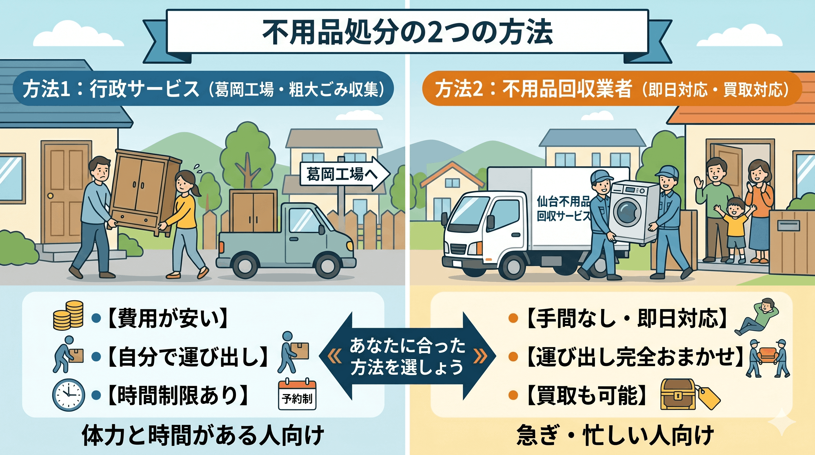 仙台市泉区で粗大ごみを出す2つの方法