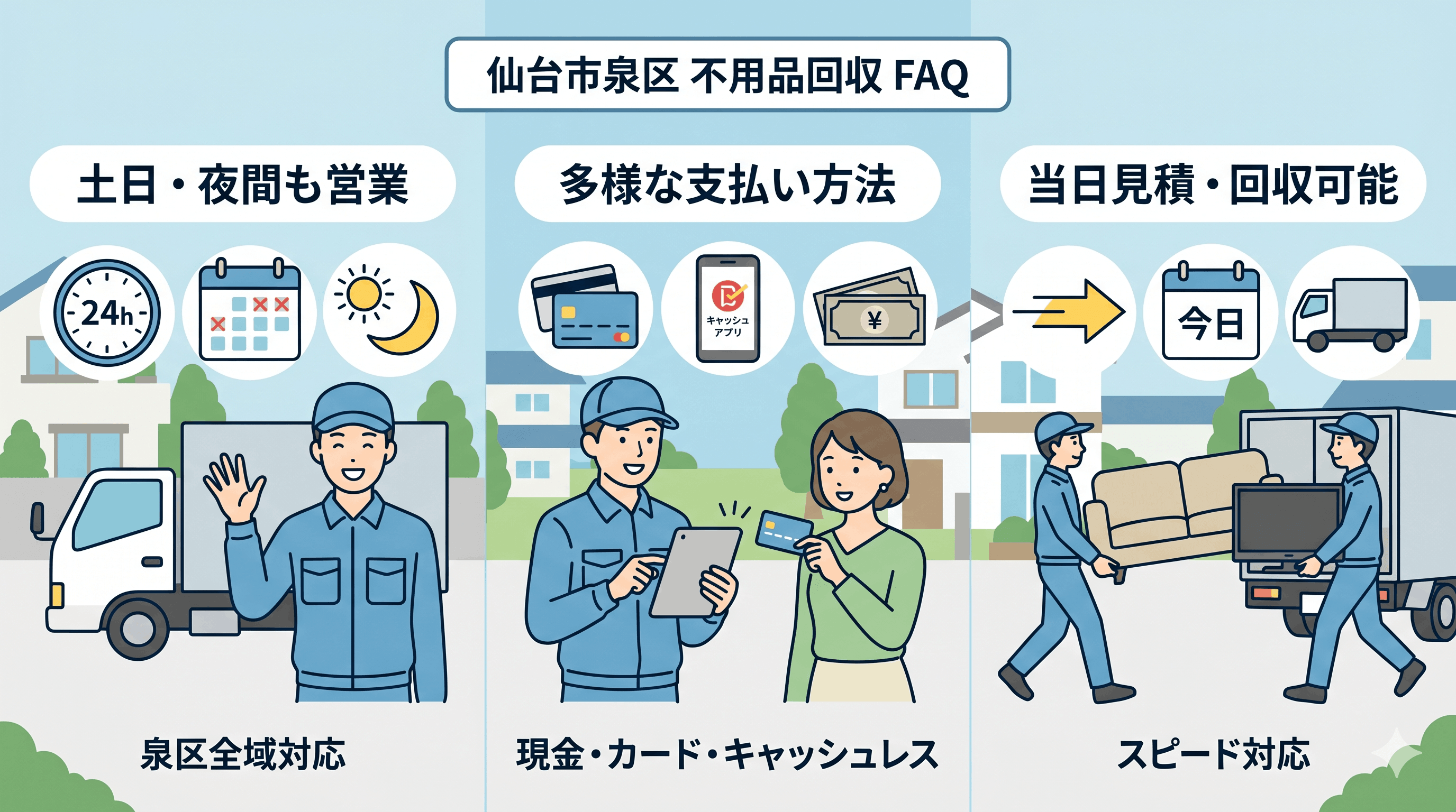 仙台市泉区の不用品回収に関するよくある質問（FAQ）