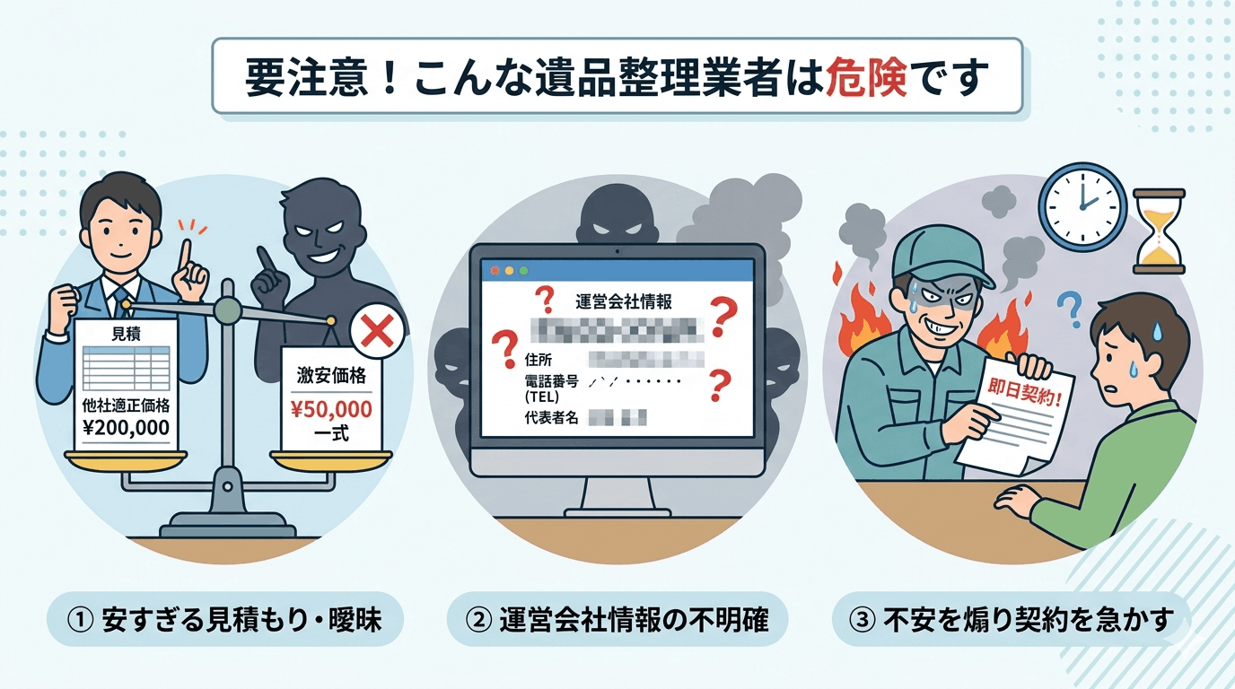 要注意！こんな遺品整理業者は危険です