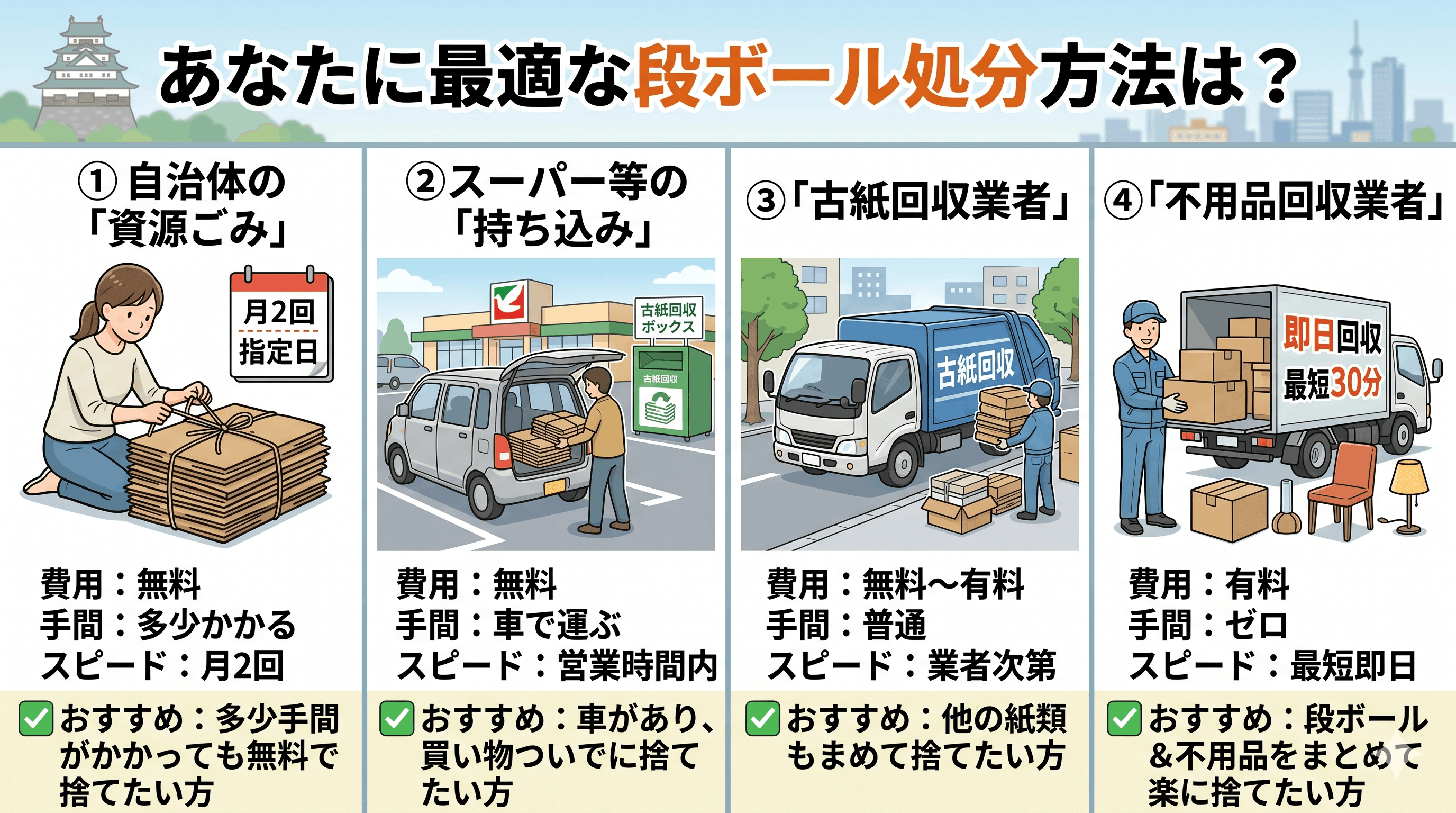 仙台市の段ボール処分・回収方法4選