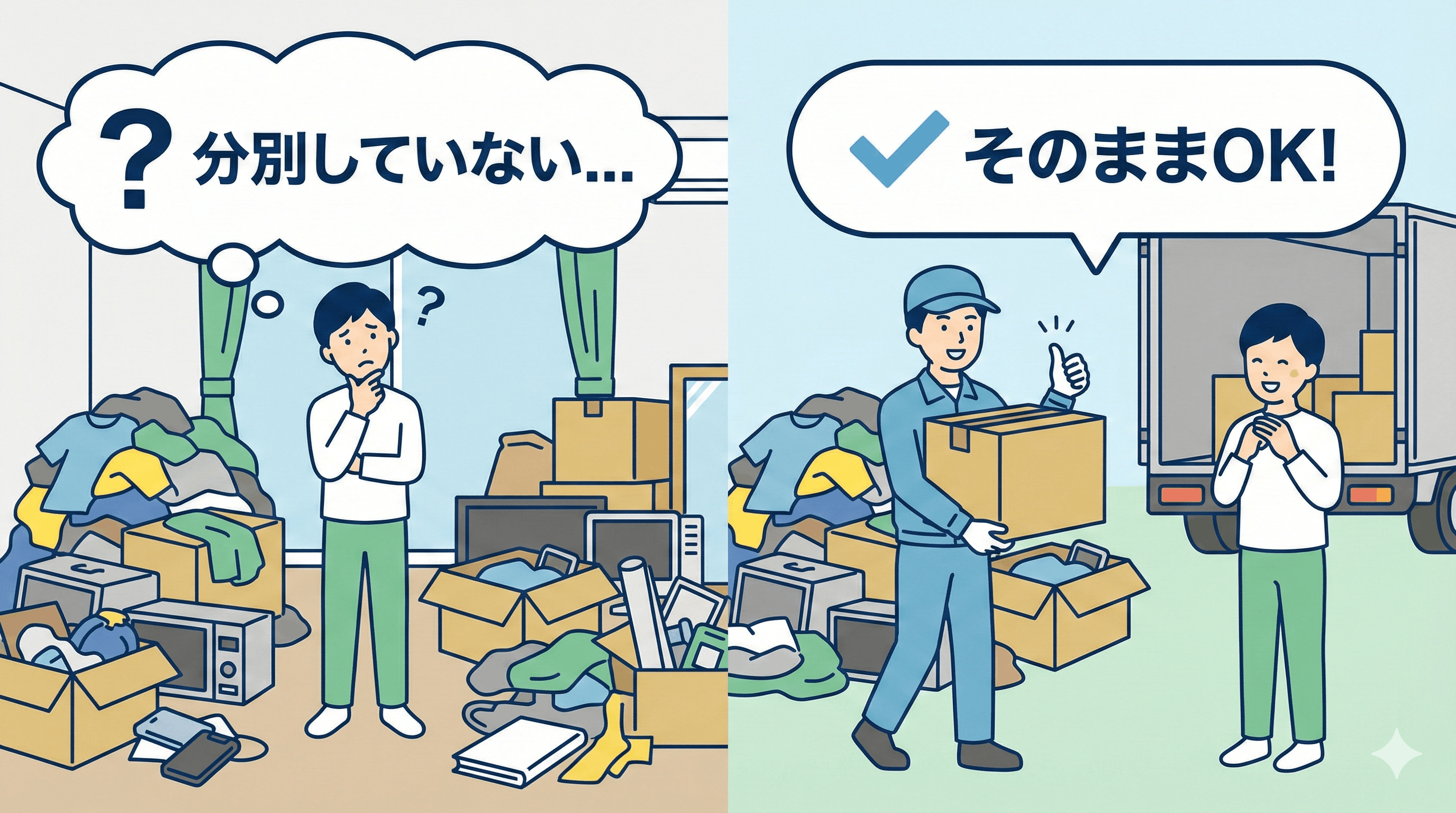 不用品回収は分別不要でOK