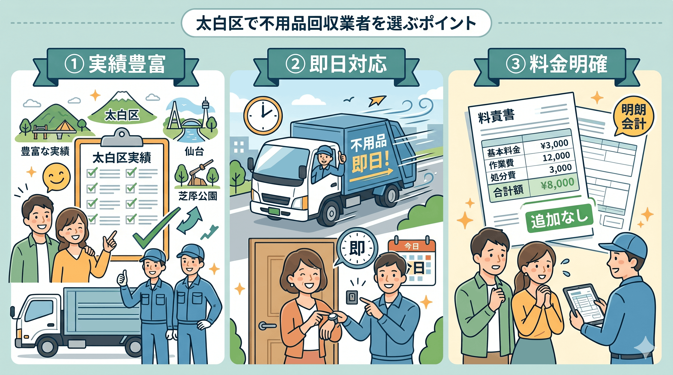 太白区で失敗しない！優良な不用品回収業者の選び方3ポイント