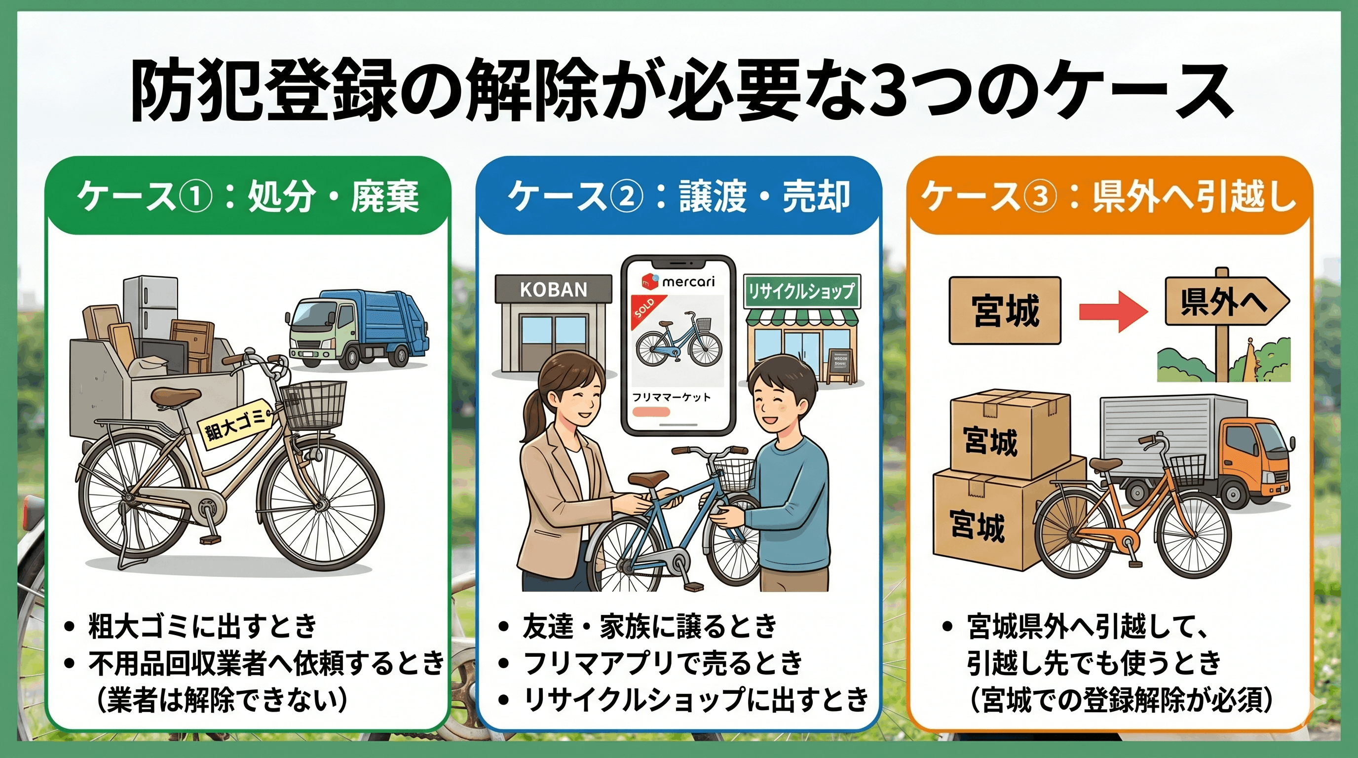 防犯登録の解除が必要な3つのケース