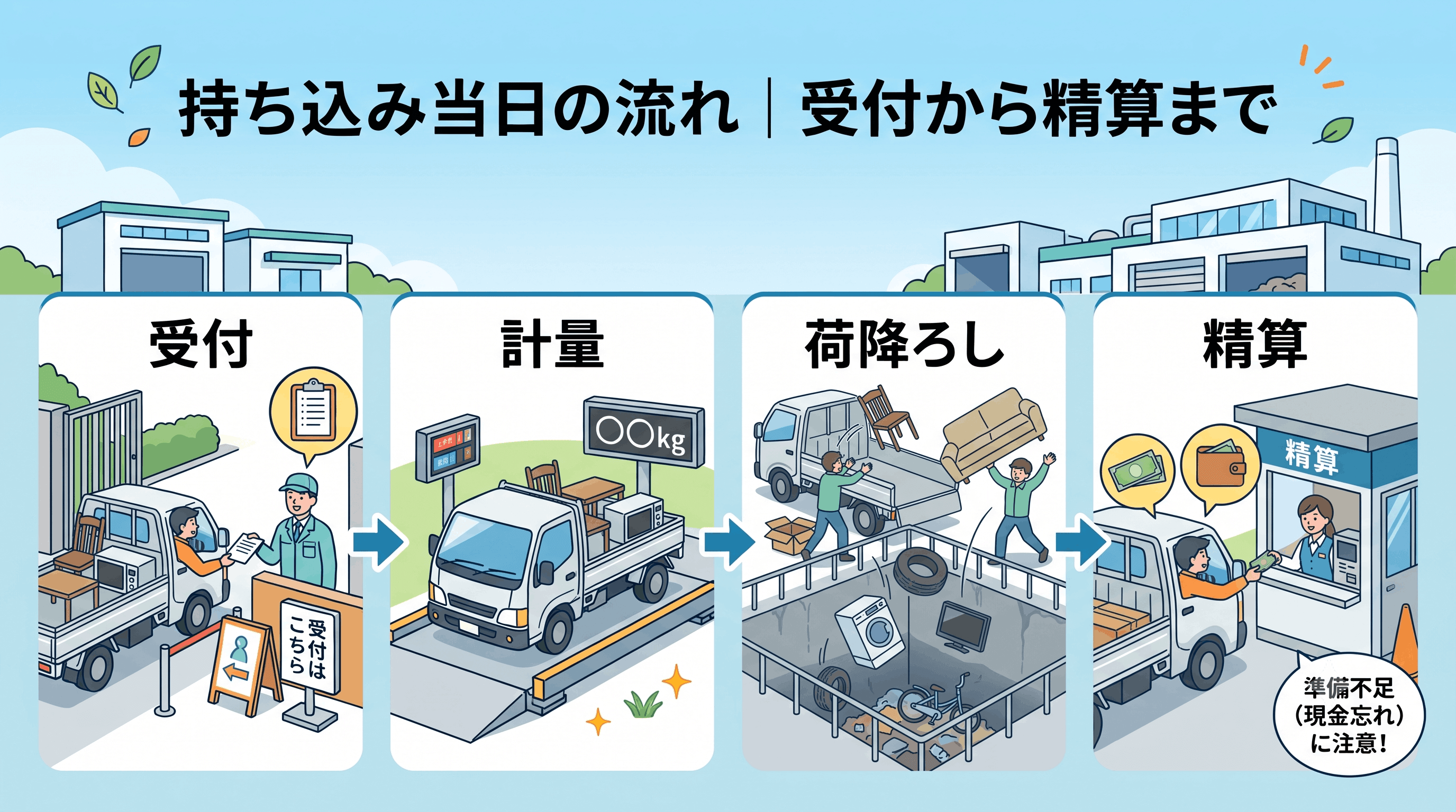 持ち込み当日の流れ｜受付から精算まで