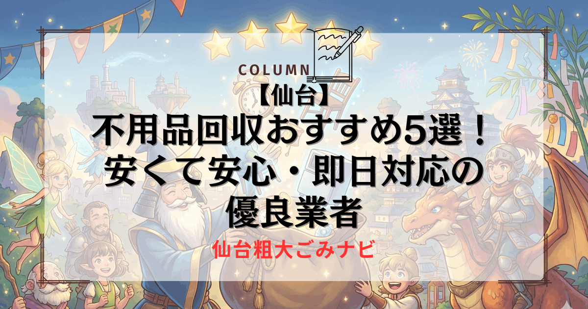 【仙台】不用品回収おすすめ5選！安くて安心・即日対応の優良業者