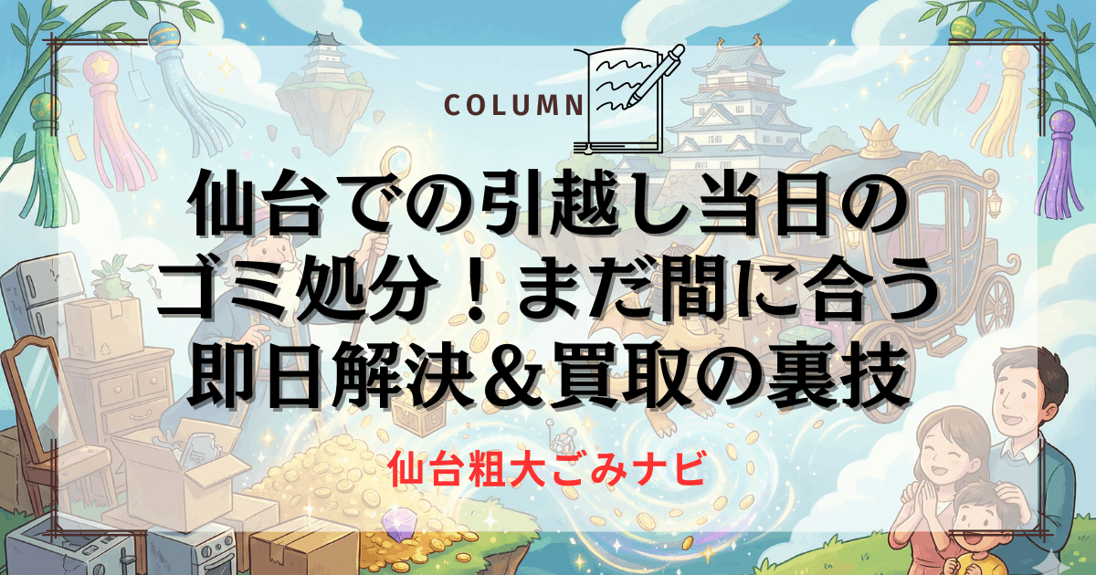 仙台での引越し当日のゴミ処分！まだ間に合う即日解決＆買取の裏技