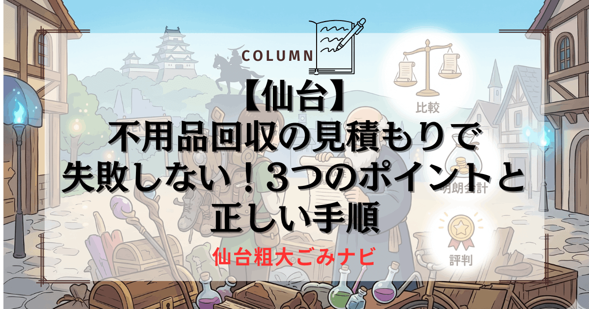 【仙台】不用品回収の見積もりで失敗しない！3つのポイントと正しい手順
