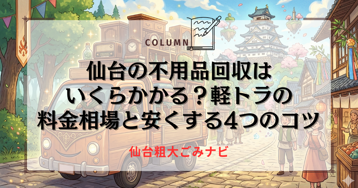 仙台の不用品回収はいくらかかる？軽トラの料金相場と安くする4つのコツ