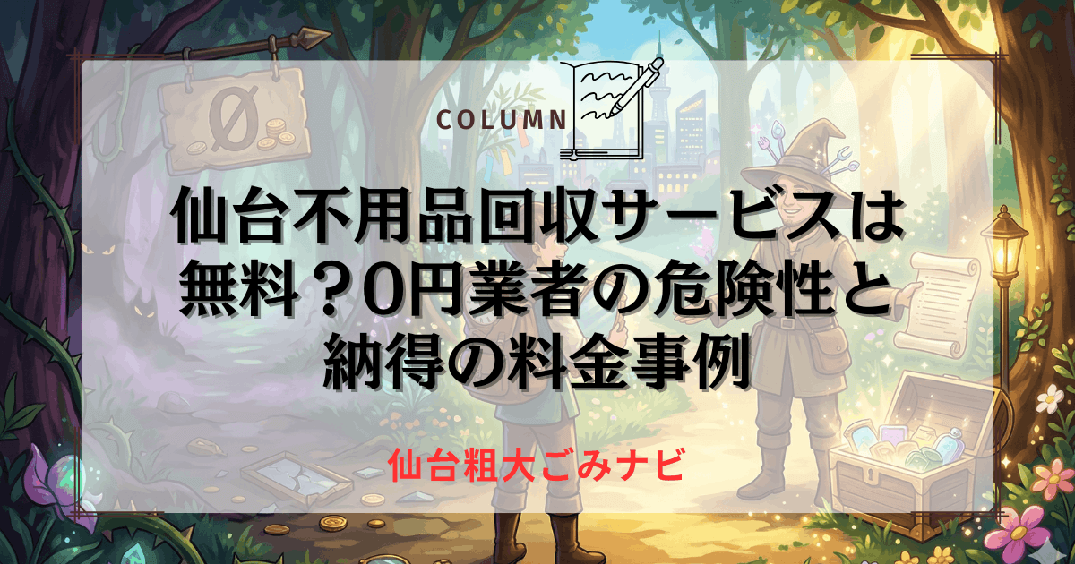 仙台不用品回収サービスは無料？0円業者の危険性と納得の料金事例